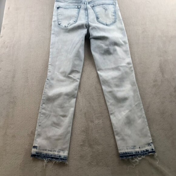 Risen  Womens Jeans Size 24 Measured Distressed Light Wash Jeans Frayed Hem - Picture 11 of 15